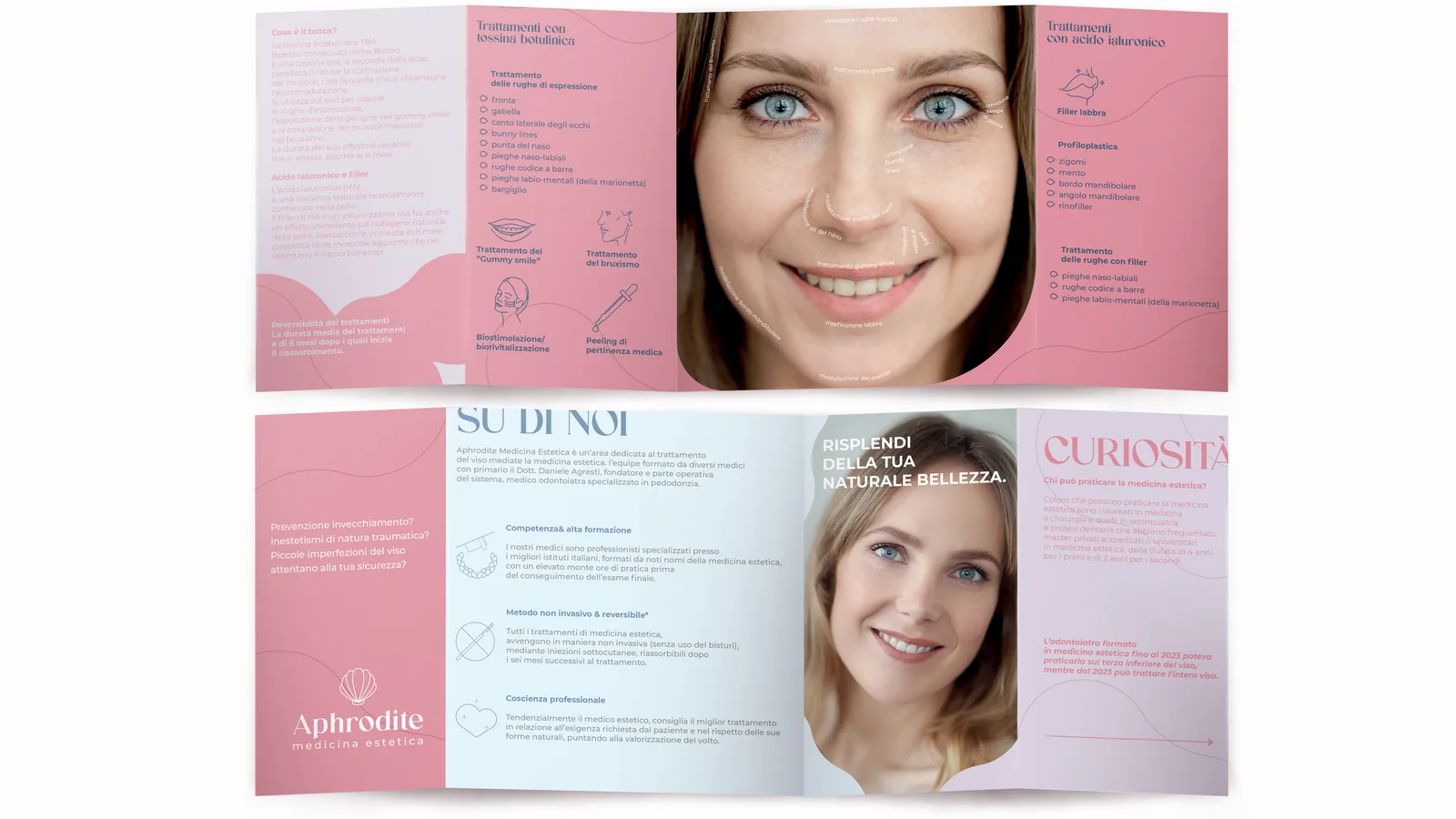 La brochure, fronte e retro