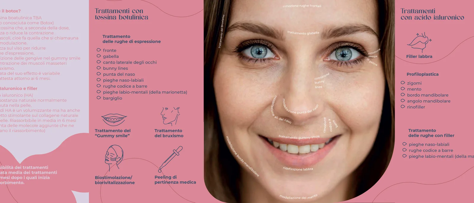 La brochure aperta, l’interno