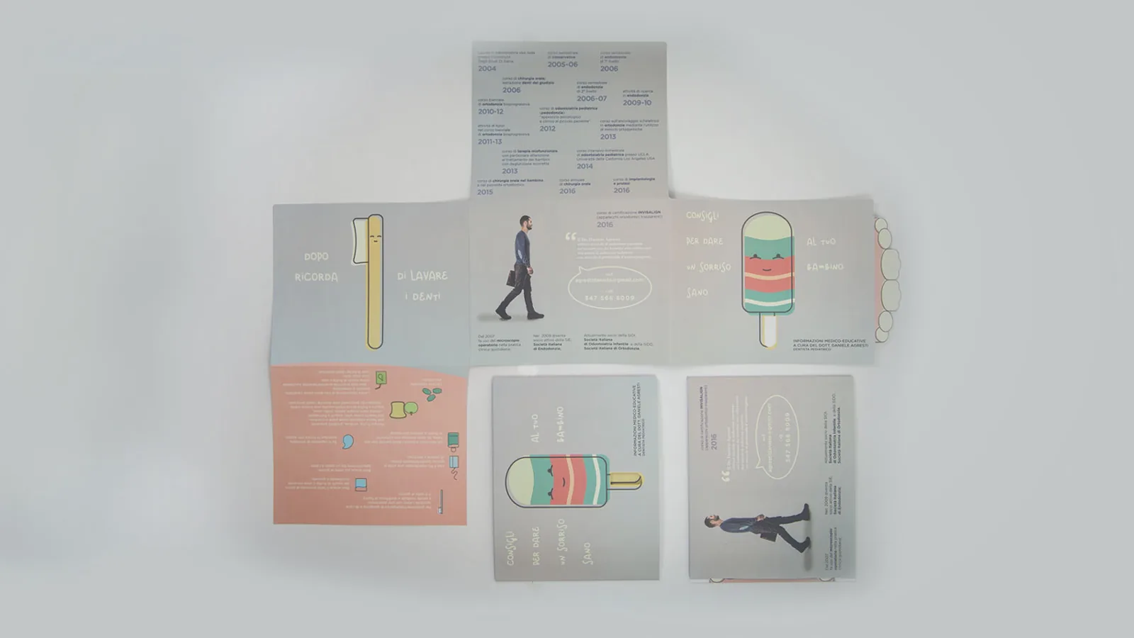 La brochure chiusa e aperta