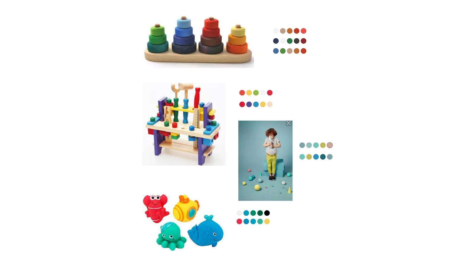 Moodboard, i giochi in legno e i loro colori