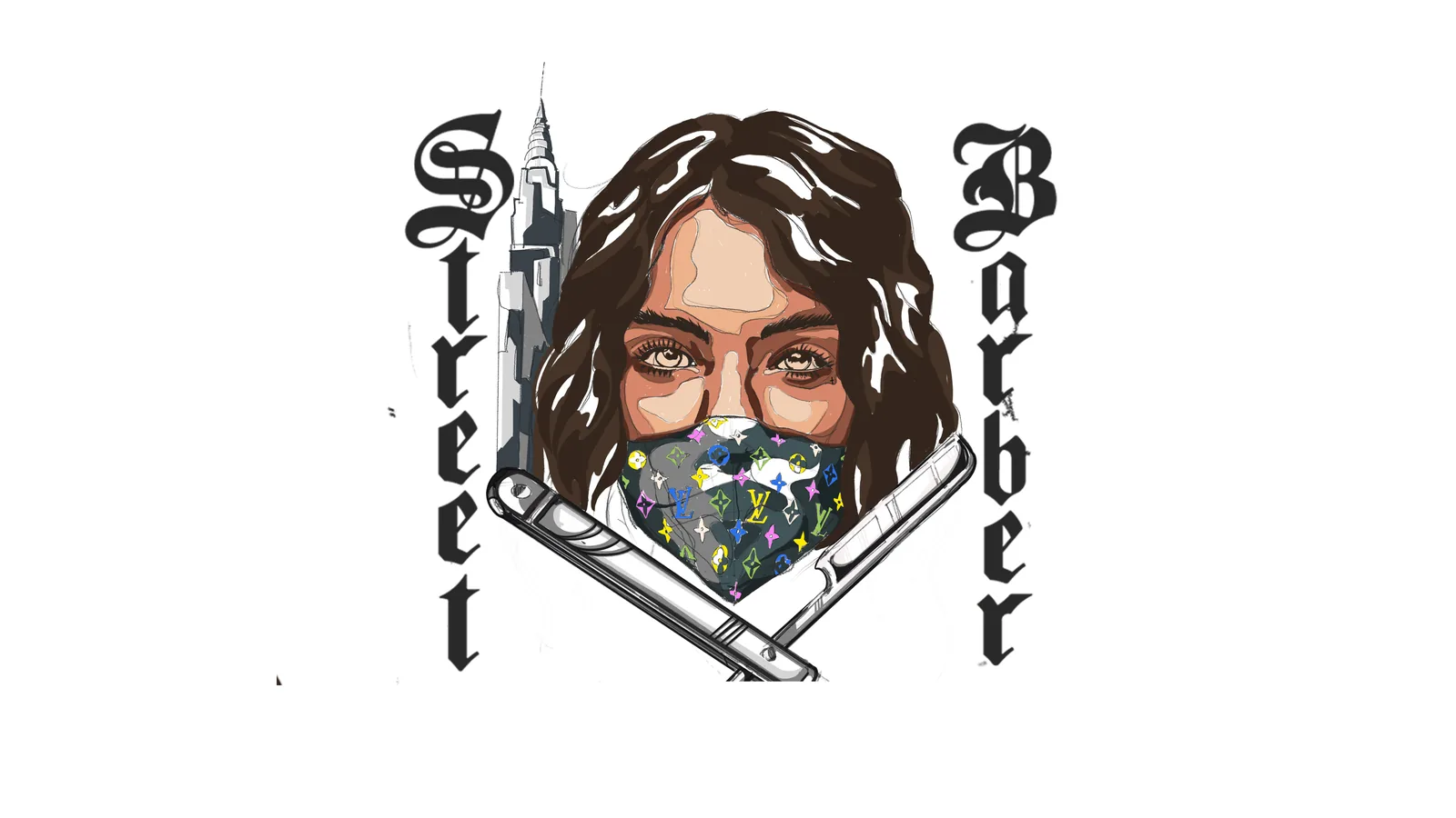 L’illustrazione del graffito con la scritta Street Barber