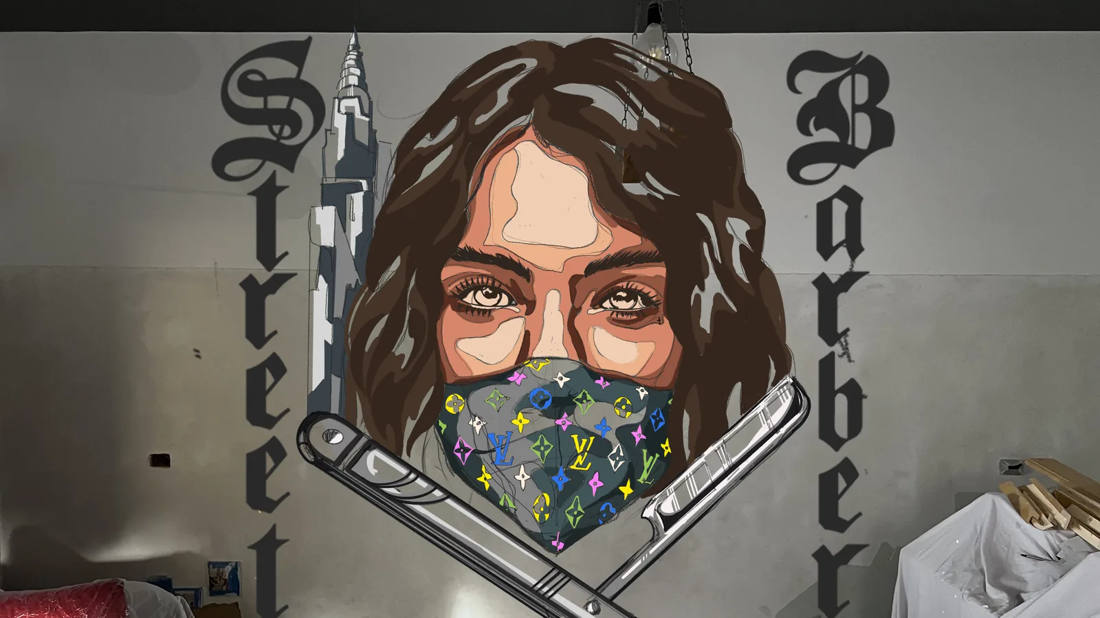 Il graffito sulla parete del salone
