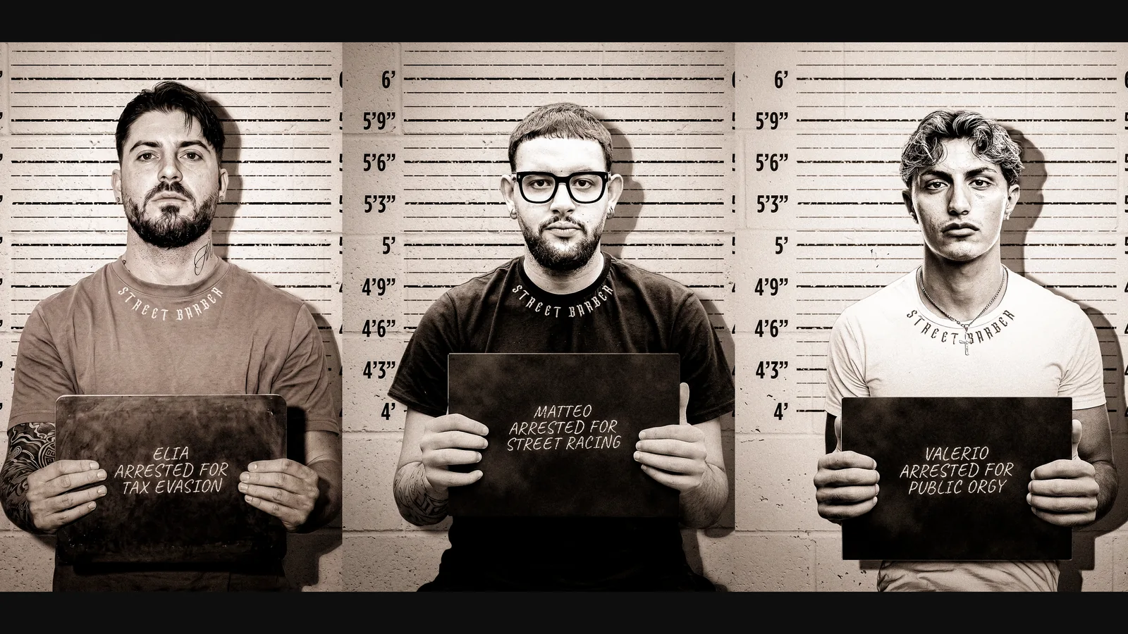 I ritratti segnaletici di Elia, Matteo e Valerio